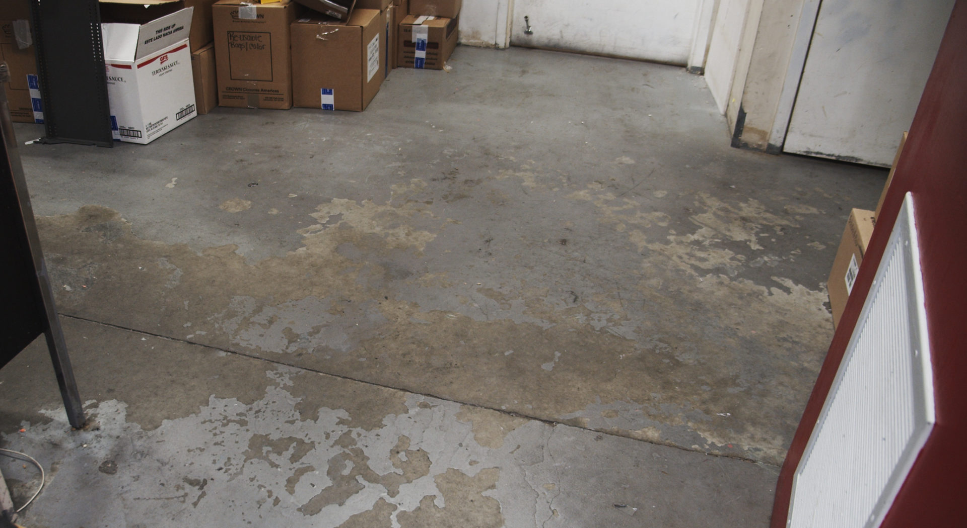 The floor of the storage room where Tracey's body was found
